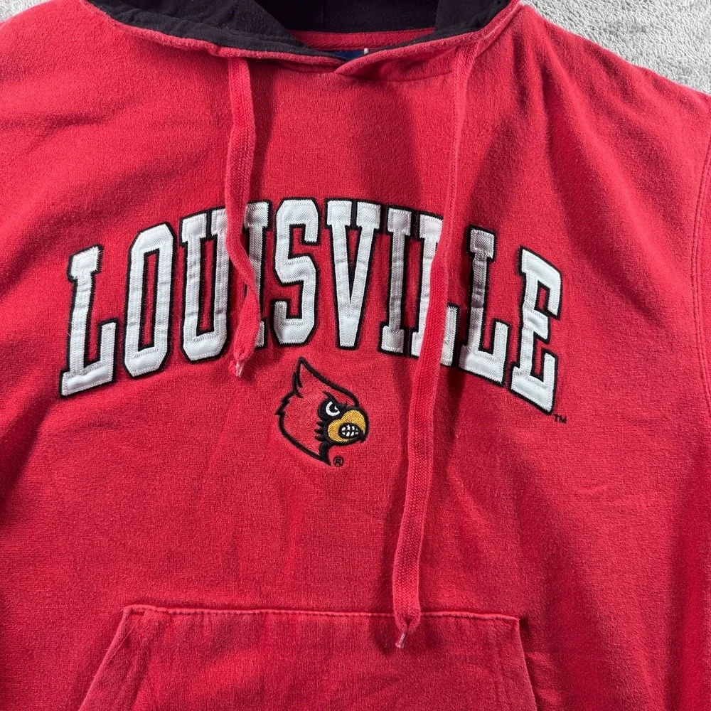 Louisville Cardinals Old Varsity Brand Letter Hoodie Red Mens Large NCAA